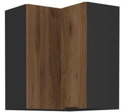Horní rohová skřínka MONZA - 60x60 GN-72 2F (90°), Černá mat/Ořech