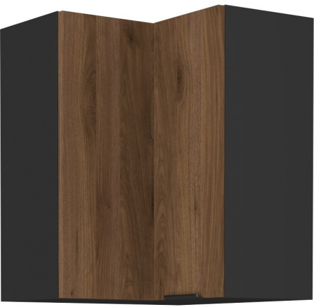 Horní rohová skřínka MONZA - 60x60 GN-72 2F (90°), Černá mat/Ořech