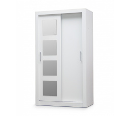 Šatní skříň IN BOX 120 se zrcadlem, Bílá barva