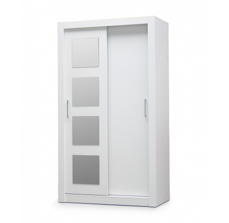 Šatní skříň IN BOX 120 se zrcadlem, Bílá barva