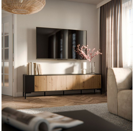 Tv komoda MERCI 200, černý/artisan Tv komoda MERCI 200, černý/artisan