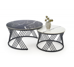 Konferenční stolek FLAMINGO, efekt černého mramoru / efekt bílého mramoru / černá