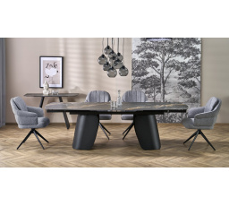 Jídelní stůl FORUM, efekt černého mramoru / černá