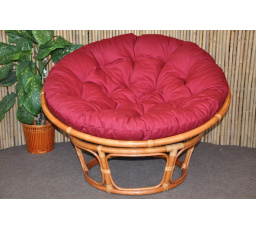 Ratanový papasan 100 cm Cognac polstr vínový