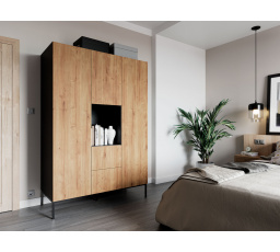 Skříň LANZZI 135, Artisan Černý Mat/Dub Artisan