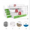 Dětská patrová postel MAX 3 Zelená, 3 místná 120 X 200