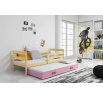Dětská postel ERYK s přistýlkou 80x190 cm, bez matrace, Přírodní/Růžová