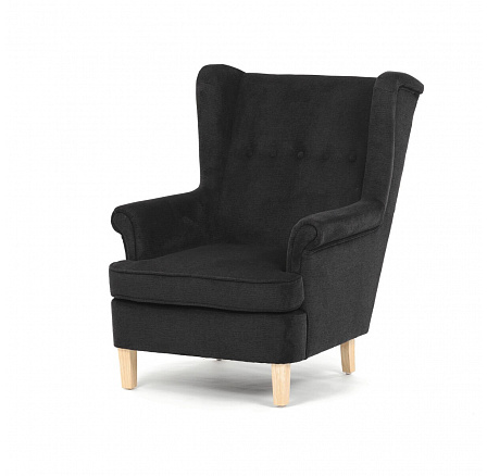 Křeslo ušák, černá látka, AK-388 BK2