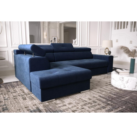 Rohová sedací souprava s funkcí spaní MARGO I 260×185 - modrá , levá