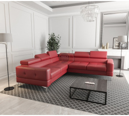 Rohová kožená sedací soupravaTOSCANIA MAX 250×250 - červená kůže , levá