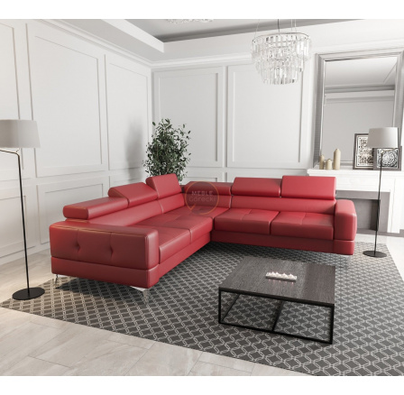 Rohová kožená sedací soupravaTOSCANIA MAX 250×250 - červená kůže , levá