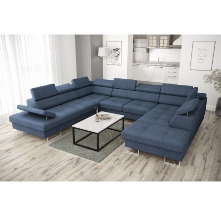 Rohová sedací souprava GALAXY MAX I s funkcí spaní 280x350x225 - modrá, levá