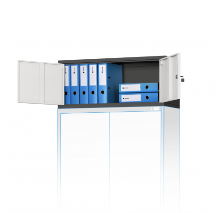 Nástavec na skříň EVA, 900 x 380 x 400 mm, antracitově-bílá