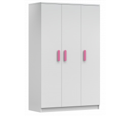 Šatní skříň 3D SMYK I - 19, Bílá Mat/Růžová