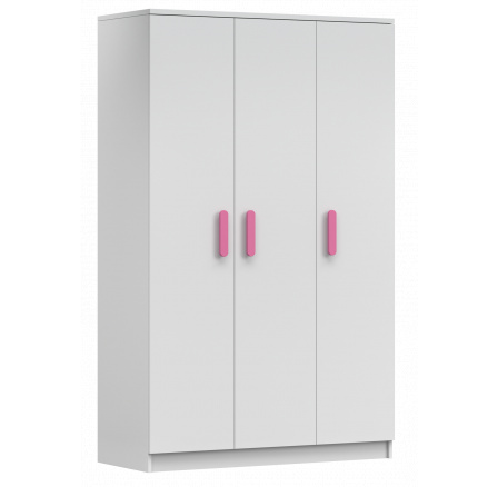 Šatní skříň 3D SMYK I - 19, Bílá Mat/Růžová
