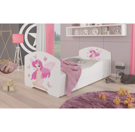 Postel s matrací a šuplíkem PEPE GIRL WITH WINGS 140x70 Bílá