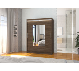 Posuvná skříň se zrcadlem a LED osvětlením DORRIGO 150 Choco+Choco
