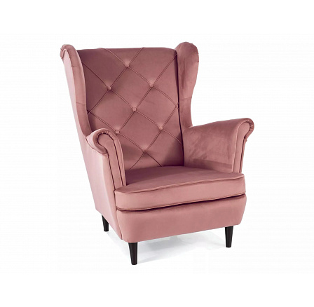 Křeslo LADY Velvet, starorůžový Bluvel 52/wenge