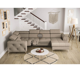 Rohová sedací souprava ORION MAX III , relax s funkcí spaní 165x320x190 cm - béžová, levá