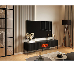TV komoda VERA 190 EF s malým krbem, černá