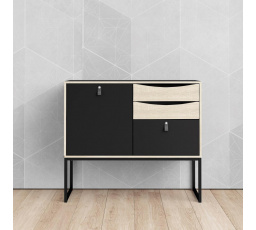 Komoda SHEBA, Černý mat/ Dub sonoma