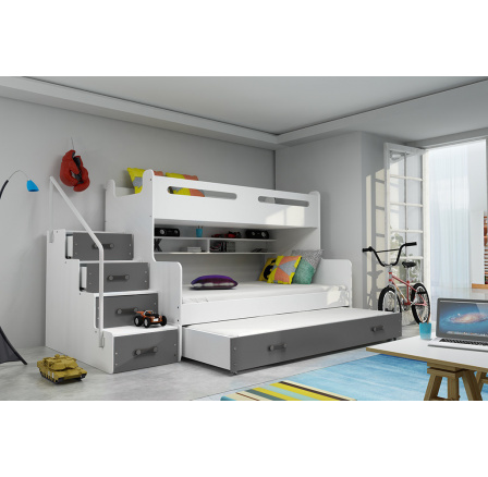 Patrová postel Maty NEW ÚP bílá/grafit Patrová postel Maty NEW ÚP bílá/grafit