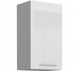 Kuchyňská horní skříňka BOLZANO 45-G-72-1F-, Bílý lesk/Šedá