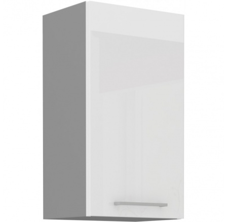 Kuchyňská horní skříňka BOLZANO 45-G-72-1F-, Bílý lesk/Šedá