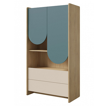 Knihovna Leya R6 dub cremona/macadamia/mořská modrá