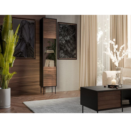 CORTINA vitrína černá/ořech (1 ks)=2 str. )