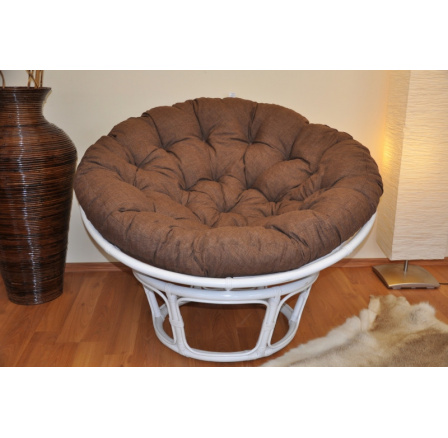 Ratanový papasan 110 cm bílý polstr hnědý melír Ratanový papasan 110 cm bílý polstr hnědý melír