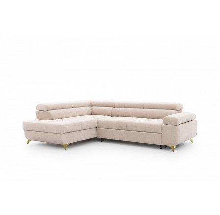 Rohová sedačka Dragonis L s funkcí spaní / zlaté nohy