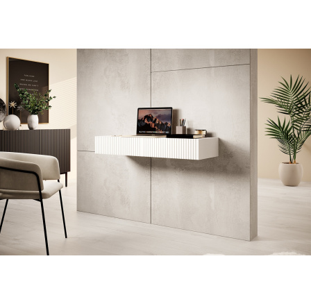 Závěsný psací stůl Nicole, bílý / bílý matný