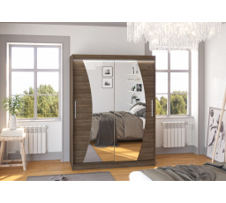 Posuvná skříň se zrcadlem a LED osvětlením MODESTO 150 Choco+Choco