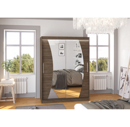 Posuvná skříň se zrcadlem a LED osvětlením MODESTO 150 Choco+Choco