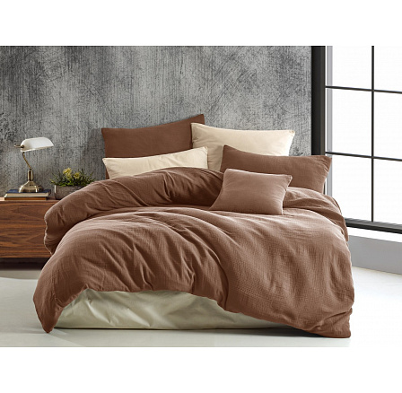 Mušelínové povlečení 140x200, 70x90 cm hnědé
