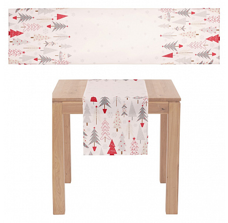 Ubrus - běhoun, vánoční stromky, 100% polyester, 40 x 150 cm