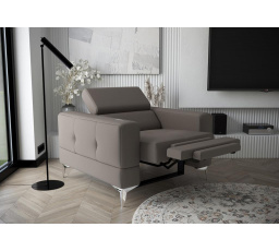 Křeslo TOSCANIA , relax přírodní kůže - Šedá kůže