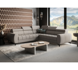 Rohová sedací souprava PORTO MAX přírodní kůže 255x255 cm - šedá kůže , levá