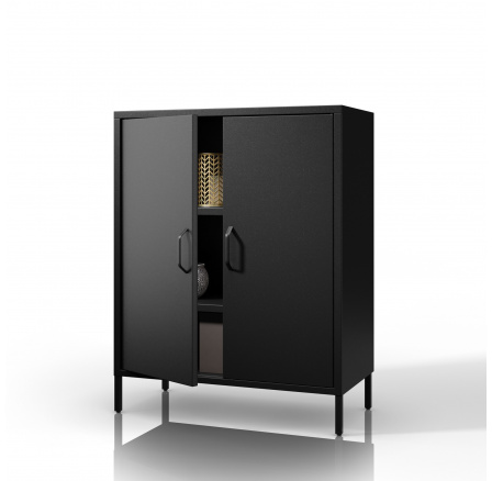 Černá skříňka s policemi na kovových nožkách VITO Modern 800 x 1015 x 400 mm