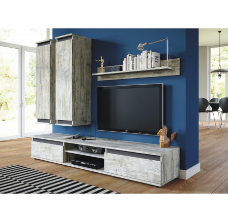 Obývací stěna Cher bílá borovice/grafit Obývací stěna Cher bílá borovice/grafit