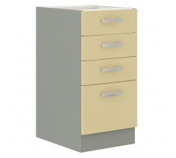 Kuchyňská dolní skříňka KARPO 40 D 4S BB, krémový lesk/šedá