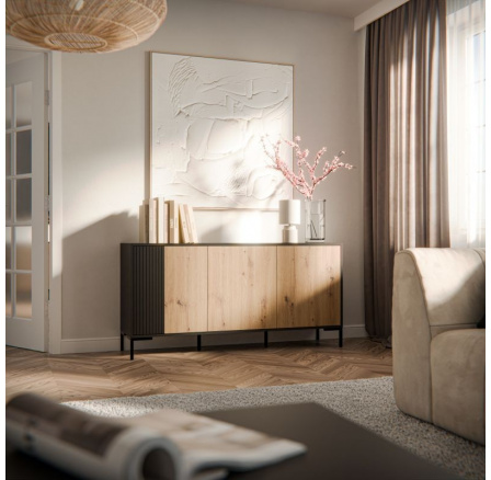 Komoda MERCI 150, černý/artisan Komoda MERCI 150, černý/artisan