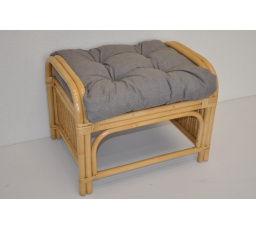 Ratanová taburetka Ear medová polstr šedý melír