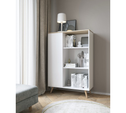 Regál FONZI 90x40 Bílý+Sonoma