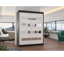 Posuvná skříň se zrcadlem BALTIC 150 Černá+Bílá