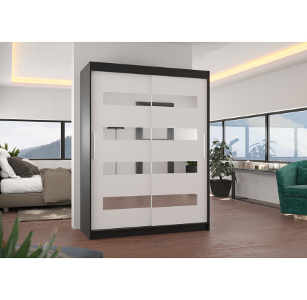 Posuvná skříň se zrcadlem BALTIC 150 Černá+Bílá