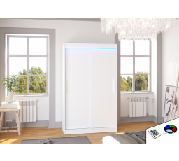 Posuvná skříň s LED osvětlením COLLIN 120 Bílá+Bílá