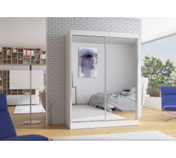 Posuvná skříň se zrcadlem FLOREST 150 Bílá+Bílá