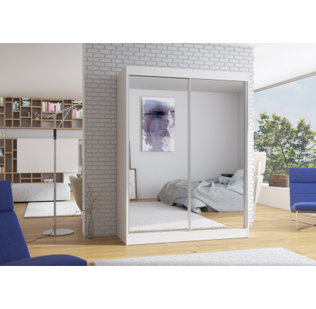 Posuvná skříň se zrcadlem FLOREST 150 Bílá+Bílá